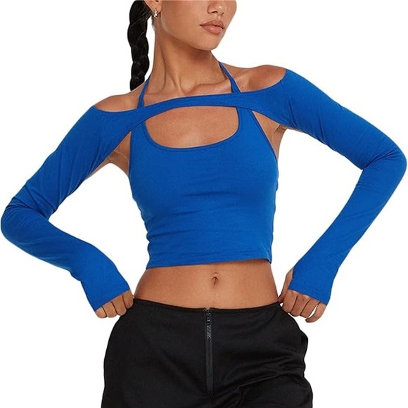 (NWOT) Cutout Crop Tanks Y2k Hollow Out Slim Fit - Picture 1 of 2